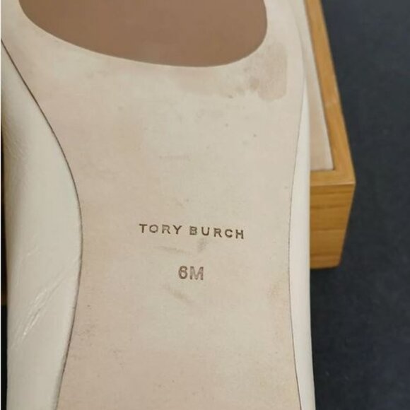 Brand New TORY BURCH sz 6 Beige wrinkle free Leather Ballet Flat Shoes 86721 - Picture 9 of 12
